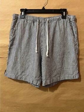 Alex Crane | Men's Linen Bo Shorts Lines Stripe Pull-On Shorts Size L
